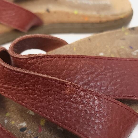 Merrell Sandal Size 7 Women's Nappa Valley Slide Cork Leather Rust Brown Sandals - Picture 3 of 12